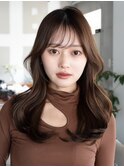 レイヤーカット毛先ワンカールくせ毛風カール薄めバングデジパ