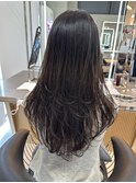 縮毛矯正ストレートくびれヘアヘアアレンジアプリコットオレンジ
