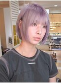 【透明感溢れる上品な私】ラベンダーベージュ×ミニボブ『小川』