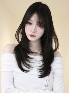 レイヤーカットハッシュカットハイレイヤー韓国ヘアくびれヘア