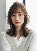 ミディアムボブ くびれヘア 大人可愛い