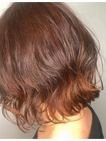 アース いわき店(HAIR&MAKE EARTH)&nbsp;レッドブラウン×裾オレンジのボブパーマ
