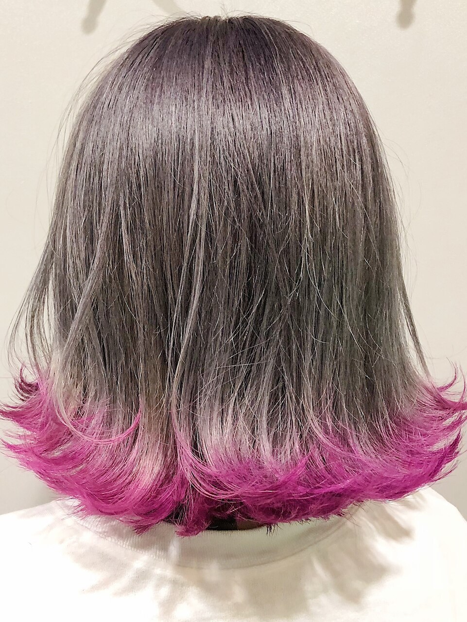 アッシュグレー×カラーバターピンク裾カラー：L015104682｜ヴィレッタ