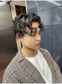 センターパートパーマ
