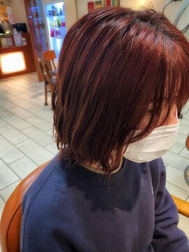 テトラ バイ ネオリーブ 横浜西口店(tetra by neolive) 切りっぱなしボブ☆レッドブラウンカラー