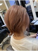 ダブルカラーピンクベージュ_ショートレイヤースタイル_364