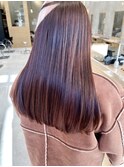 ロング/ストレート/ピンク/パープル/切りっぱなし/髪質改善
