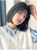 ◎面長の方必見！大人かわいいぱつっと小顔シースルー前髪ボブ