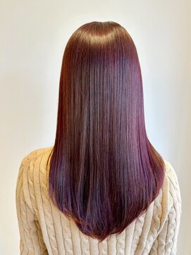 バブー バイ ビューティービースト アカデミー 福岡店(ba-boo) ブリーチなしダブルカラー/カーディナルレッド/艶髪/セミロング