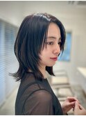 シャギーレイヤー/顔周りレイヤーボブ/ミディアムレイヤー/20代