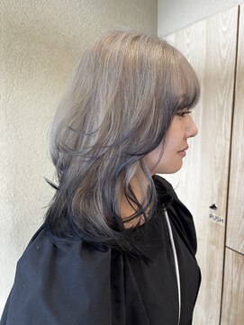 ランリ 名古屋名駅(ranri) ホワイトカラー/ブラックエンドカラー/ウルフカット