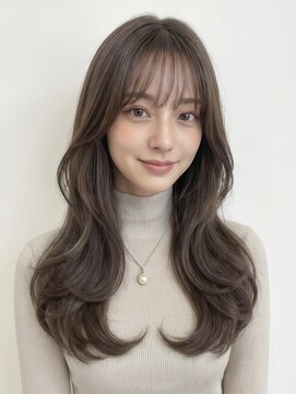 オンク 新宿(onk) 黒髪/グレーベージュ/レイヤーロング/前髪パーマ[新宿駅]