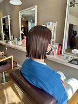 ヘアーメイクロージー 八軒店 (HAIR MAKE ROSY) 髪質改善ストレート×艶カラーの切りっぱなしボブ