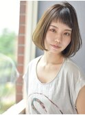 オン眉　ボブ　大人かわいい　透明感アッシュ　艶髪　髪質改善