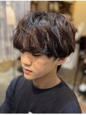 マッシュショート/スパイラルパーマ風アイロンアレンジ/柏