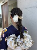 編みおろしヘア 結婚式 お呼ばれ 二次会　成人式　卒業式
