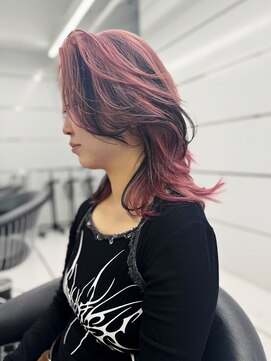 ギグスダブル 栄店(gigs double) レイヤーカット/ピンクカラー/くびれロング