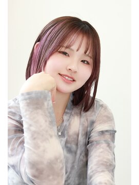 ステラ ヘア デザイン サロン(STELLA hair design salon) ぱっつんボブ　ピンクカラー　アンブレラカラー　S