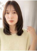 美髪ココアベージュ小顔ミディアムレイヤーカットY越谷30代40代