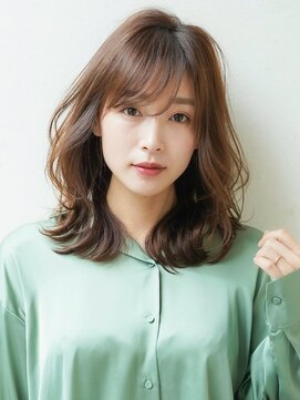 ニーフ 恵比寿(neaf) くびれヘアアプリコットオレンジハイライトカラー