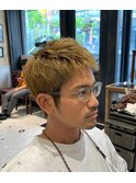 【LUDLOW BLUNT】ナチュラルツーブロック 金髪 眼鏡 ツートーン