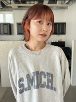 ディッセンバー 神宮前(December)&nbsp;ボブオレンジベージュインナーカラーシースルーバング暖色カラー