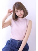 ことりベージュローライト大人かわいい小顔スリークボブ大人ボブ