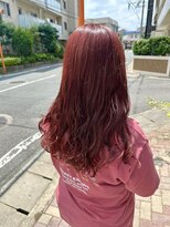 スーリール 春日店(Sourire)&nbsp;コテ巻き風パーマ　レッドオレンジ　半個室