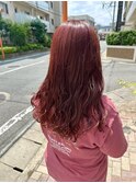 コテ巻き風パーマ レッドオレンジ 半個室