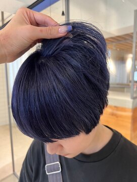 メロウマン(mellowman) ダークブルー20代30代40代ハイライトブリーチダブルカラー立川