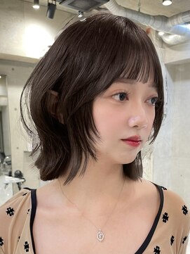 サイン 表参道(SIGN) 韓国ヘアーハッシュカットレイヤーカットグレージュブリーチ無し