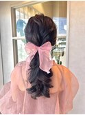 アレンジ　艶髪　髪質改善　ヘアセット　編みおろし　顔まわり