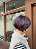 大人可愛い20代30代40代黒髪前下がりショートボブ丸みショート