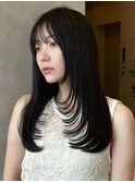 似合わせレイヤーカットロングミディアム韓国暗髪くびれ
