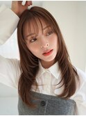 ANGELICA 顔まわりレイヤー ブラウンベージュ 秋カラー