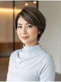 白髪ぼかしハイライトブリーチショートボブ