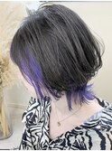 ケアブリーチで作るウルフカット×インナーカラーパープル S0214