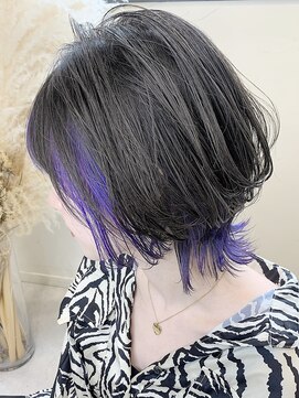 トルネード(TORNADO) ケアブリーチで作るウルフカット×インナーカラーパープル S0214