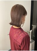 マロンベージュ ブリーチなしダブルカラー 外ハネ