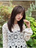 韓国ストレートミディアムレイヤーカット似合わせ前髪グレージュ