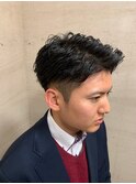 ツーブロックビジネスショートフェードスパイラルツイストパーマ