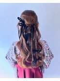 袴のリボンシニヨンカチモリハーフ