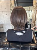 外ハネレイヤーボブ×オリーブブラウン