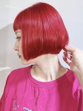 モリオフロムロンドン 原宿本店(morio from London) 【morio原宿】顔まわりレイヤーダブルカラーレッドカラー