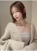 切りっぱなし外ハネボブ艶暗髪シースルーバング
