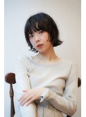 前上がりボブパーマヘア