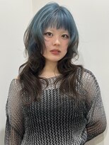 ラパンセ ブルー(LA PENSEE BLEU)&nbsp;ルーツカラー ハッシュカット ブルー グレージュ レイヤーカット