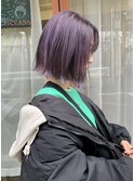 ピンクラベンダー　切りっぱなしボブ