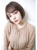 大人可愛い×ピンクベージュ/厚めバング/小顔顎ラインボブ/池袋