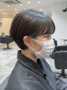 ベンジー 北上店(benji) 大人可愛い20代30代40代黒髪前下がりショートボブ丸みショート◎